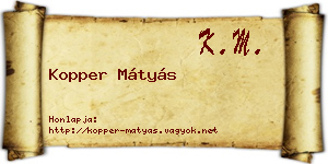 Kopper Mátyás névjegykártya